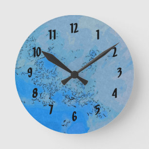 Pastellblaue Himmel Design Runde Wanduhr