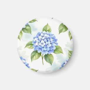 Pastellblaue Hortensien-Blumenstrauß-Muster Magnet