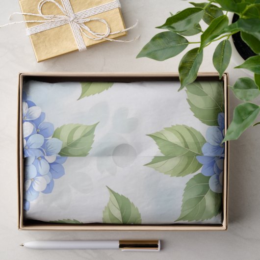 Pastellblaue Hortensien-Blumenstrauß-Muster Seidenpapier (Geschenk)