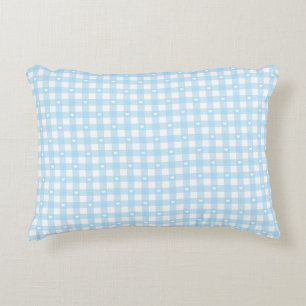 Pastellblaue Karos Dekokissen