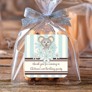 Pastellblaue Koala-Jungen-Babyparty / Kindergeburt Quadratischer Aufkleber