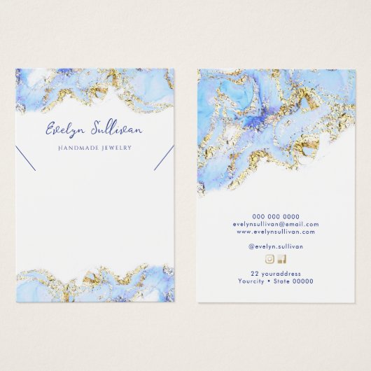 Pastellblaue Marmorverkleidungskarte (Vorne & Hinten)