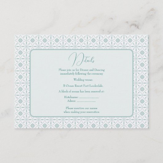 Pastellblaue Muster Hochzeitskarte Begleitkarte (Vorderseite)