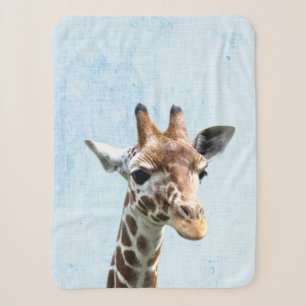 Pastellblaue Peekaboo-Giraffe Minimalistische Kind Sherpadecke