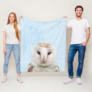 Pastellblaue Peekaboo-Schleiereule Minimalistische Fleecedecke