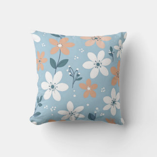 Pastellblaue Pfirsich-Blumenkissen Kissen