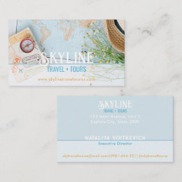 Pastellblaue Reisebüro-Visitenkarte Visitenkarte
