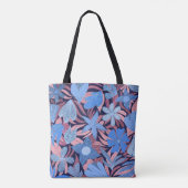 Pastellblaue rosa Blätter Glitzer Monogramm Tasche (Rückseite)