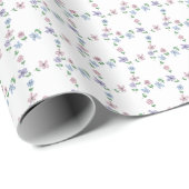 Pastellblaue rosa Blumenraster Geschenkpapier (Rolleneckpunkt)