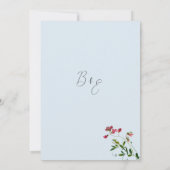 Pastellblaue, rosa grüne Blume Hochzeit Einladung (Rückseite)