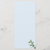 Pastellblaue rosa grüne Blumen Hochzeitmenü Programm (Rückseite)