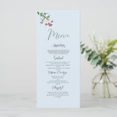 Pastellblaue rosa grüne Blumen Hochzeitmenü Programm (Stehend Vorderseite)