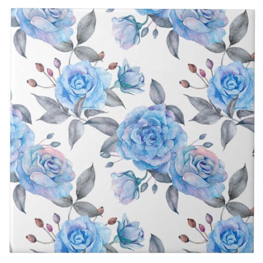 Pastellblaue Rose Fliese (Vorderseite)