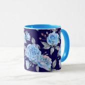 Pastellblaue Rose, marinebasierter Hintergrund, Tasse (VorderseiteRechts)