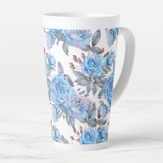 Pastellblaue Rose Milchtasse (Rechte Ecke)