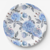 Pastellblaue Rose Pappteller (Vorderseite)