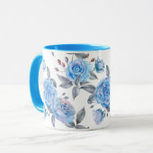 Pastellblaue Rose Tasse (Vorderseite Links)
