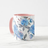 Pastellblaue Rose Tasse (Vorderseite Links)