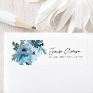 Pastellblaue Rosen Florale Hochzeitsadressetikette