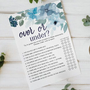 Pastellblaue Rosen Florales Spiel Über oder Unter Flyer