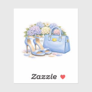 Pastellblaue Sandalen und Luxus-Tote-Handtasche Aufkleber