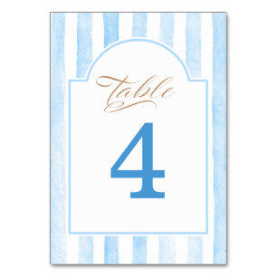 Pastellblaue Streifen Elegante Babyparty Tischnummer