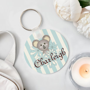 Pastellblaue Streifen Süße Baby Koala Kinder Schlüsselanhänger