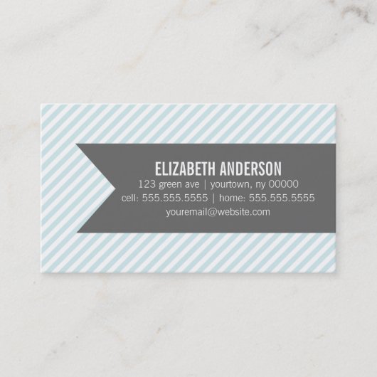 Pastellblaue Streifen Visitenkarte (Vorderseite)