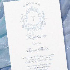 pastellblaue Taufkleidung für Babyjungen Taufe Einladung