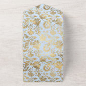 Pastellblaue und goldene Blumenhochzeit All In One Einladung (Außenbereich)