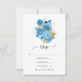Pastellblaue und goldene Blumenhochzeit RSVP Karte (Vorderseite)