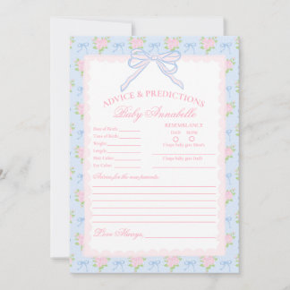 Pastellblaue Vintage-verschlungene Blumen-Kinder- Einladung