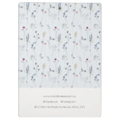 Pastellblaue Wildblume Wappen Klemmbrett (Rückseite)