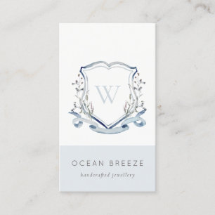 Pastellblaue Wildblume Wappen Visitenkarte