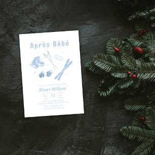 Pastellblaue Winter Après Bébé Ski Baby Shower   Einladung