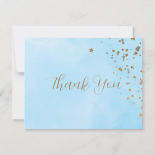 Pastellblaue Wolken Aquarell-Hochzeit Dankeskarte