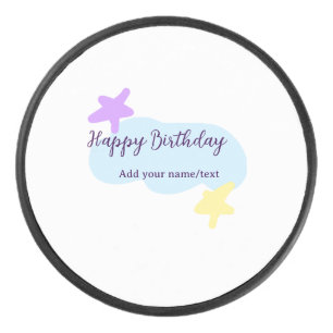 Pastellblaue Wolken Sterne lila Alles Gute zum Geb Eishockey Puck