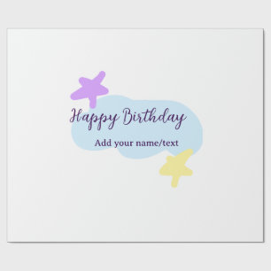 Pastellblaue Wolken Sterne lila Alles Gute zum Geb Geschenkpapier
