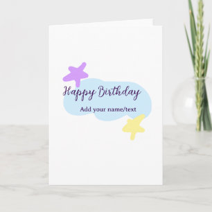 Pastellblaue Wolken Sterne lila Alles Gute zum Geb Karte
