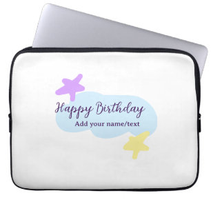 Pastellblaue Wolken Sterne lila Alles Gute zum Geb Laptopschutzhülle
