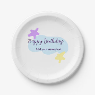 Pastellblaue Wolken Sterne lila Alles Gute zum Geb Pappteller