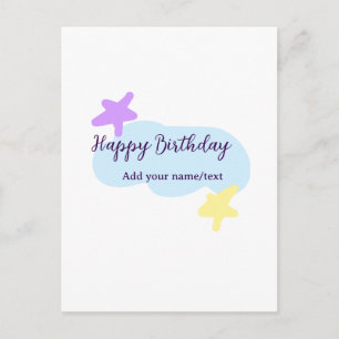 Pastellblaue Wolken Sterne lila Alles Gute zum Geb Postkarte