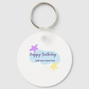 Pastellblaue Wolken Sterne lila Alles Gute zum Geb Schlüsselanhänger