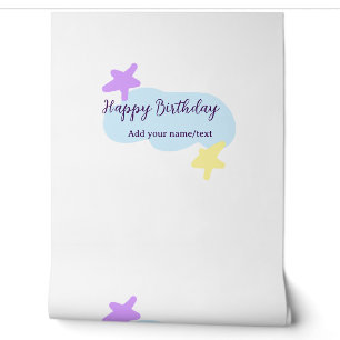 Pastellblaue Wolken Sterne lila Alles Gute zum Geb Tapete