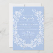 Pastellblauer Blumenkranz nach Party Einladung (Vorderseite)