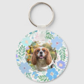 Pastellblauer Cavalier King Charles Spaniel mit Bl Schlüsselanhänger (Rückseite)