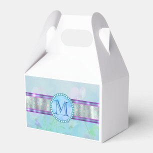 Pastellblauer Floral Monogramm Geschenkschachtel