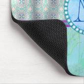 Pastellblauer Floral Monogramm Mousepad (Ecke)