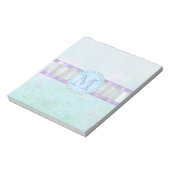 Pastellblauer Floral Monogramm Notizblock (Rotiert)
