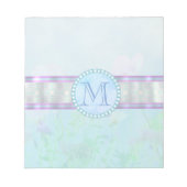Pastellblauer Floral Monogramm Notizblock (Vorderseite)